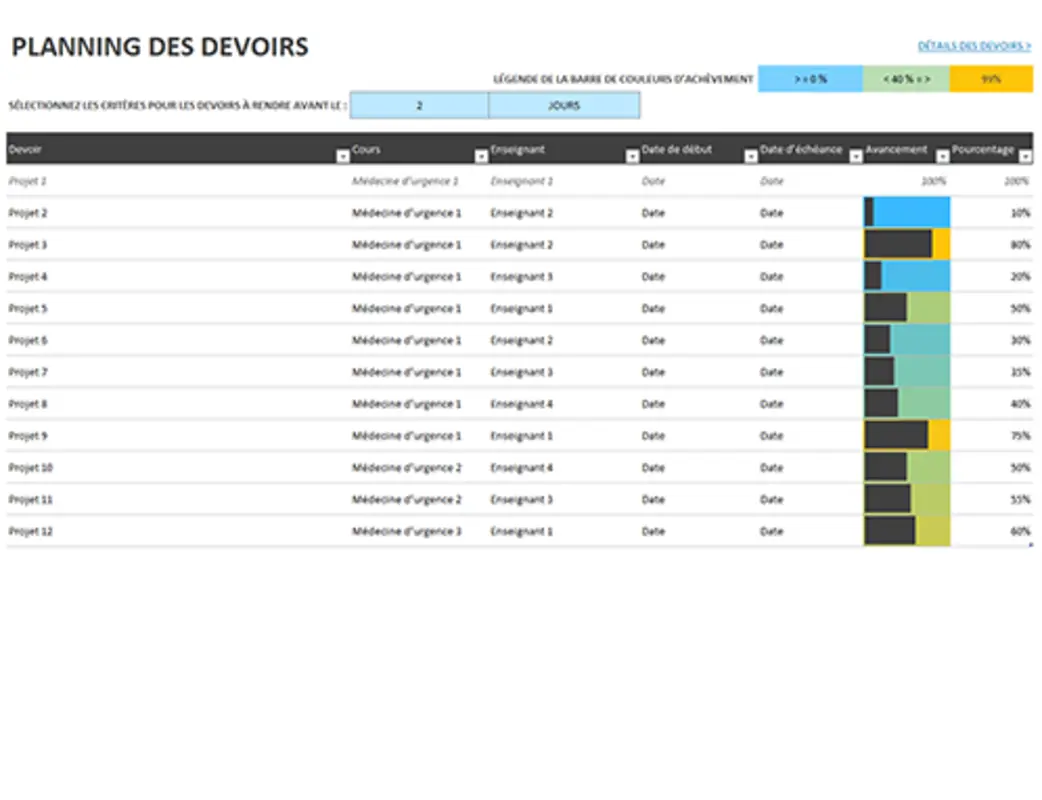 Planning des affectations gray modern-simple