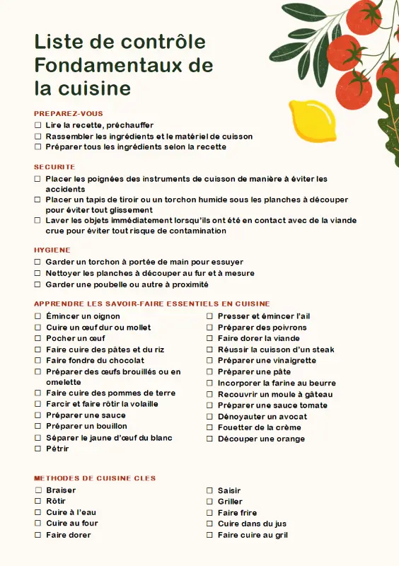 Check-list des bases de la cuisine green modern simple