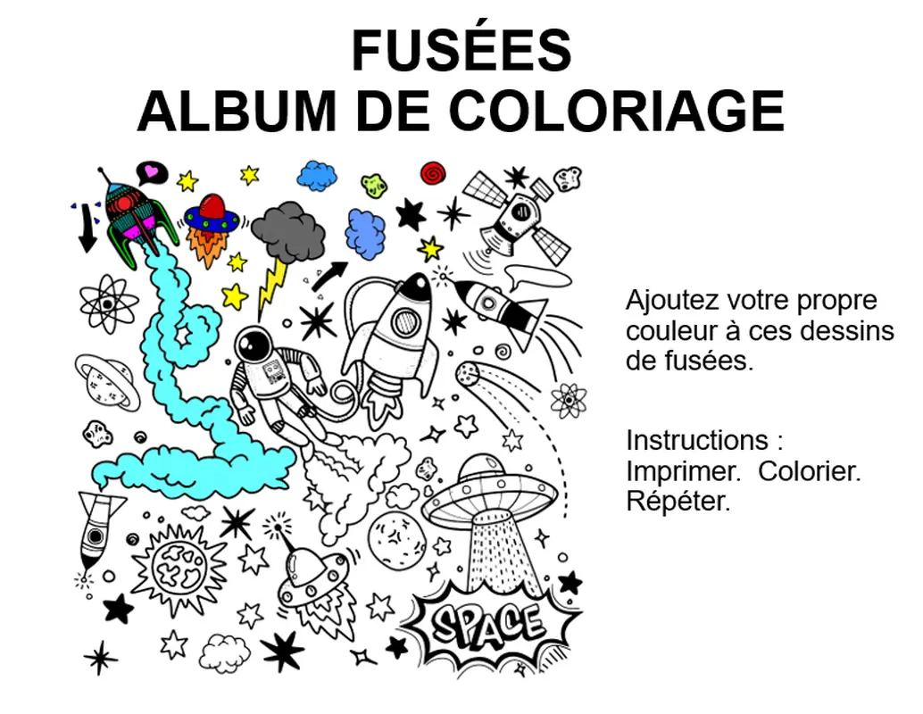 Album de coloriage des fusées whimsical color block