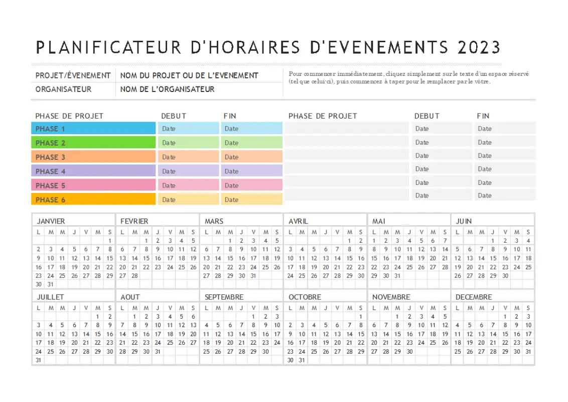 Planificateur d’événements modern-simple