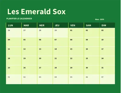 Tableau des équipes, planning et calendrier modern-simple
