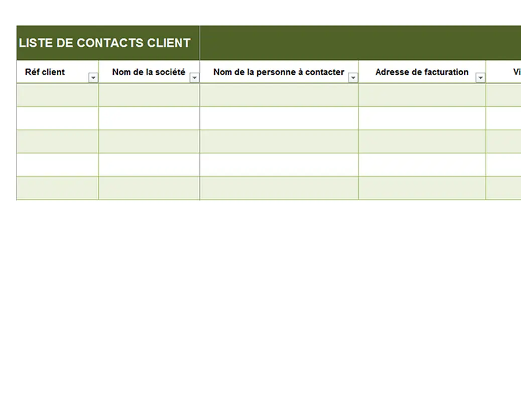 Liste de contacts client de base modern simple