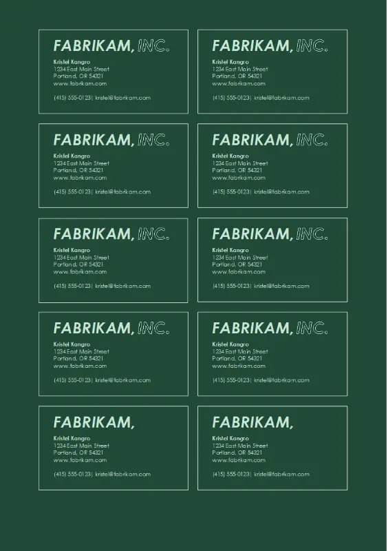 Cartes de visite avec logo en gras (10 par page) green modern bold