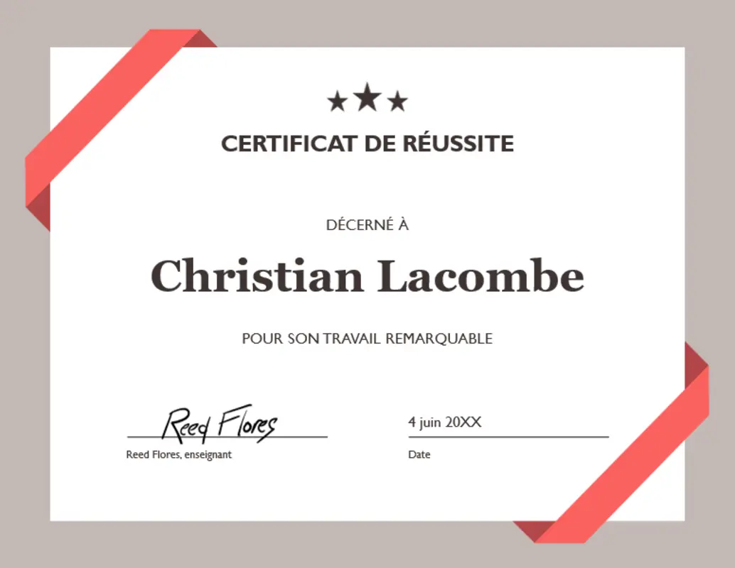 Certificat de réussite blue modern simple