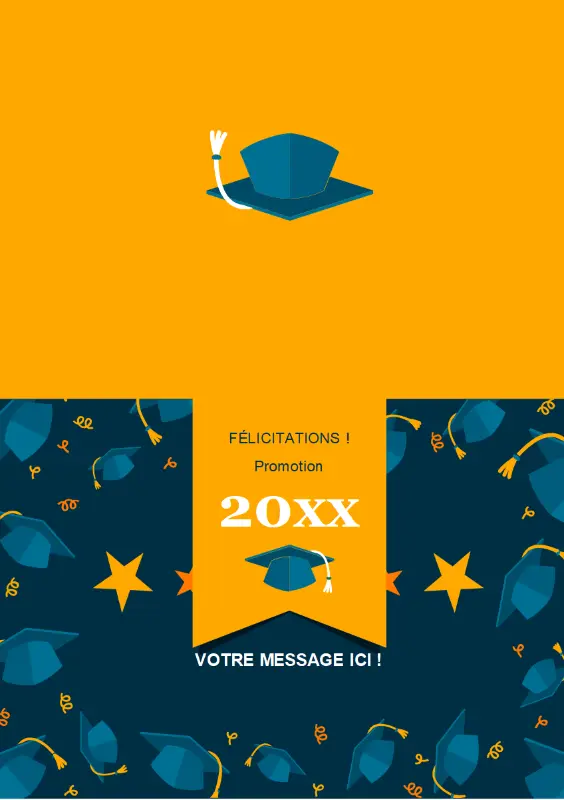 Carte pour la remise de diplôme comportant des chapeaux volants blue modern-simple