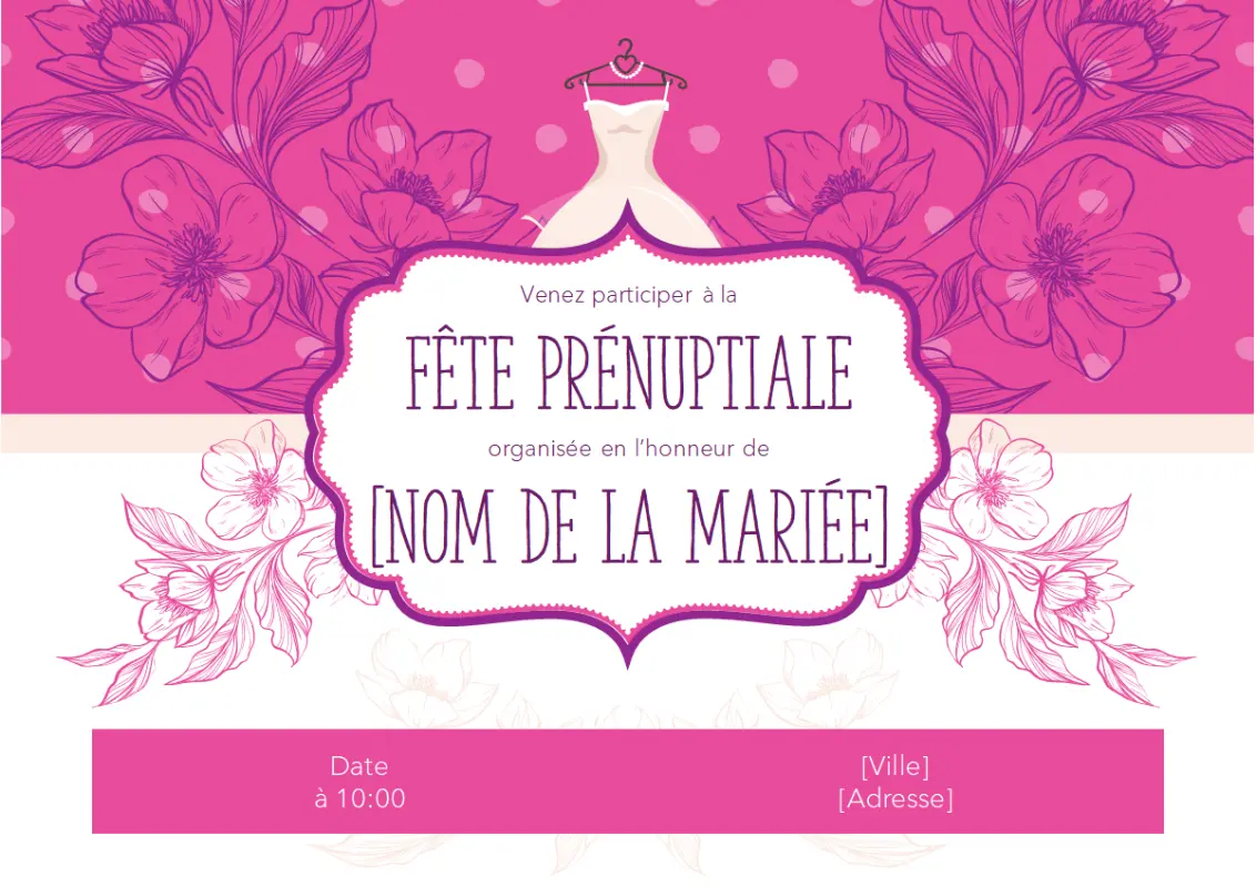 Invitation à une douche nuptiale fleurie pink vintage-botanical