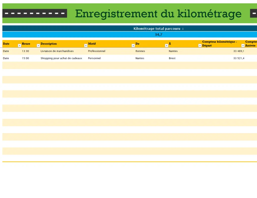 Outil de suivi des déplacements personnels modern simple