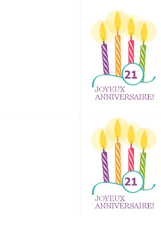 Cartes d’anniversaire marquant (2 par page, pour support Avery 8315) yellow modern-simple