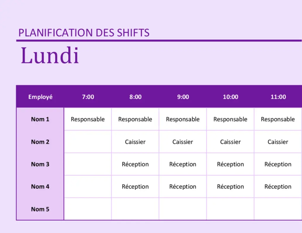 Planification des employés purple modern simple