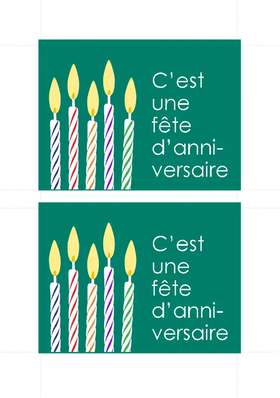 Cartons d’invitation à un anniversaire (2 par page) modern-simple