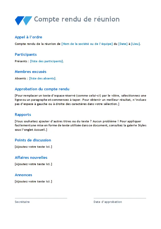 Compte rendu de réunion blue modern simple