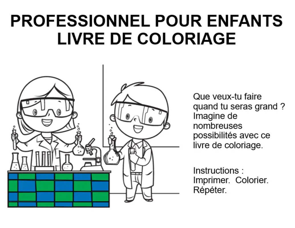 Album de coloriage Métiers pour enfants whimsical color block