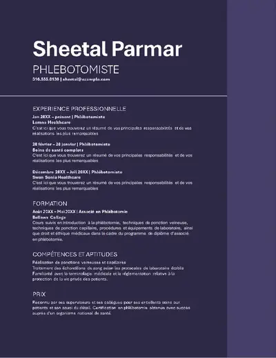 C.V. simple pour système de suivi des candidats (ATS) dans le domaine de la santé