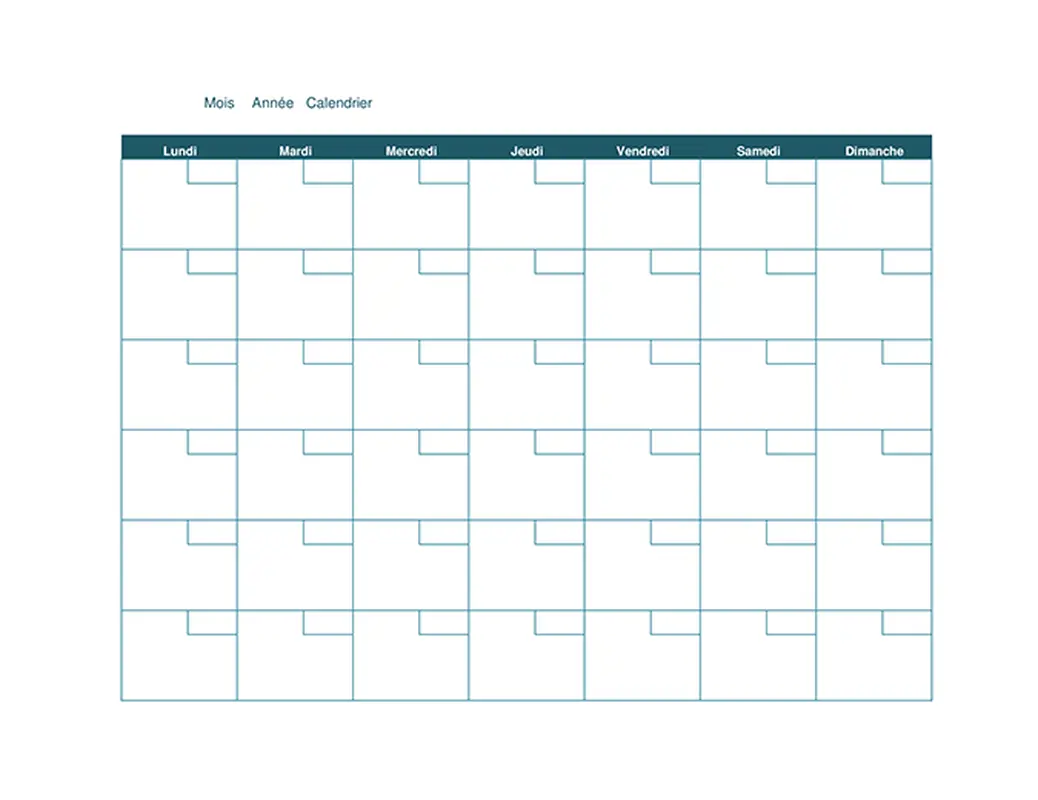 Calendrier mensuel vide organic simple