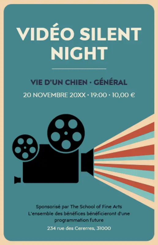 Affiches de soirée cinéma blue vintage retro