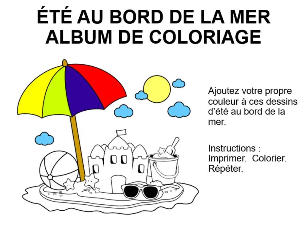 Livre de coloriage Un été au bord de mer whimsical color block