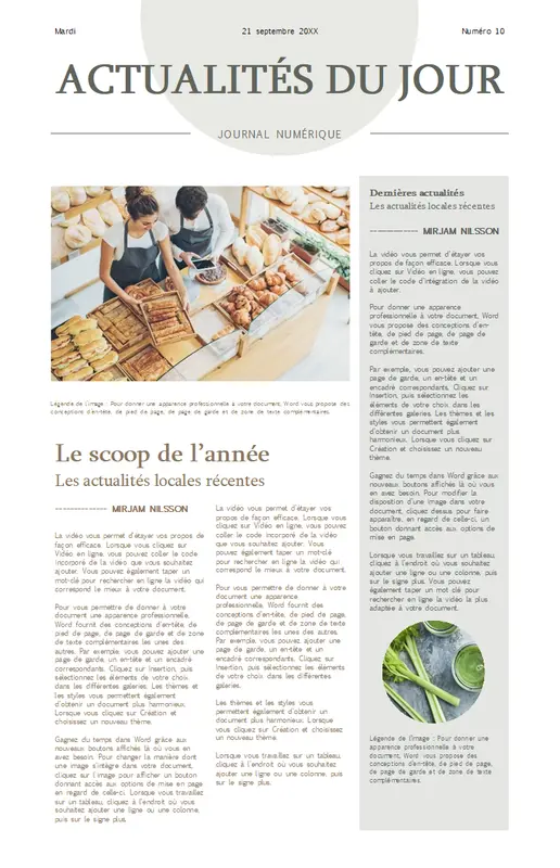 Journal consacré aux loisirs modern simple