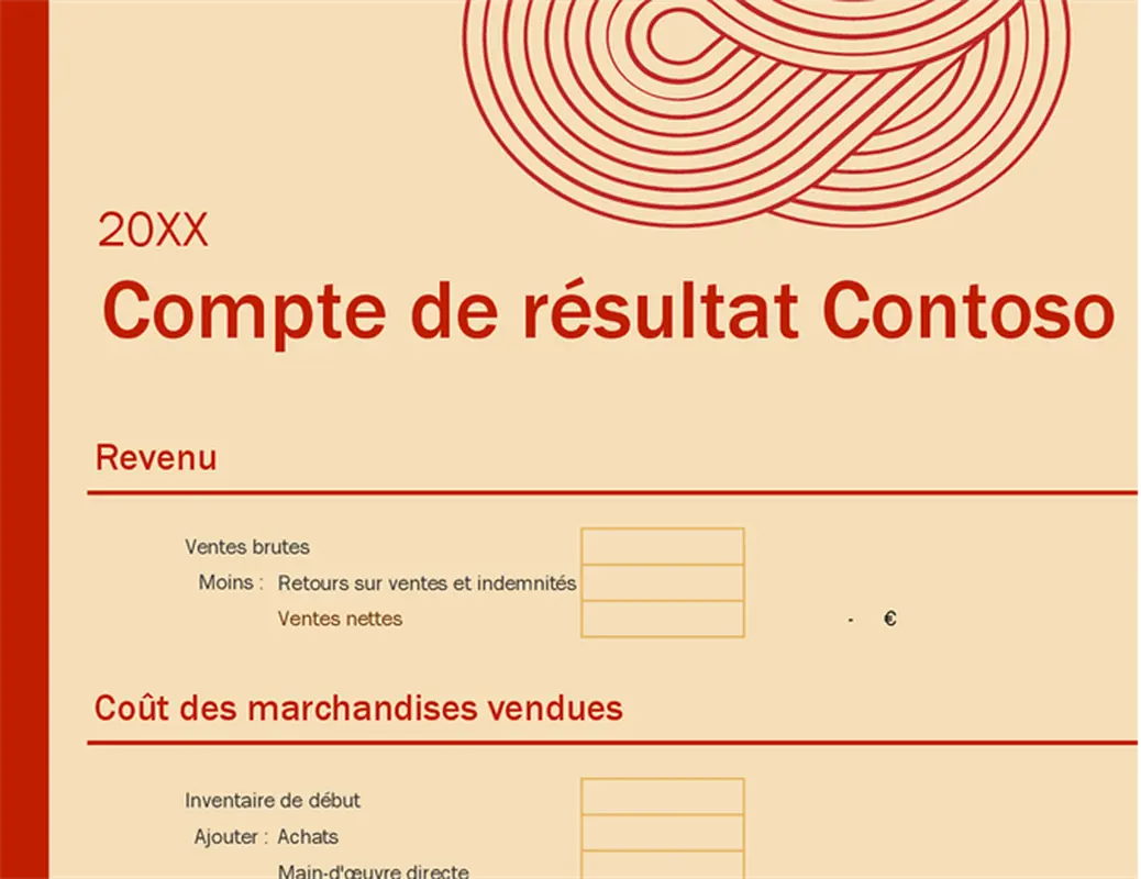 Compte de résultat pour petite entreprise modern simple