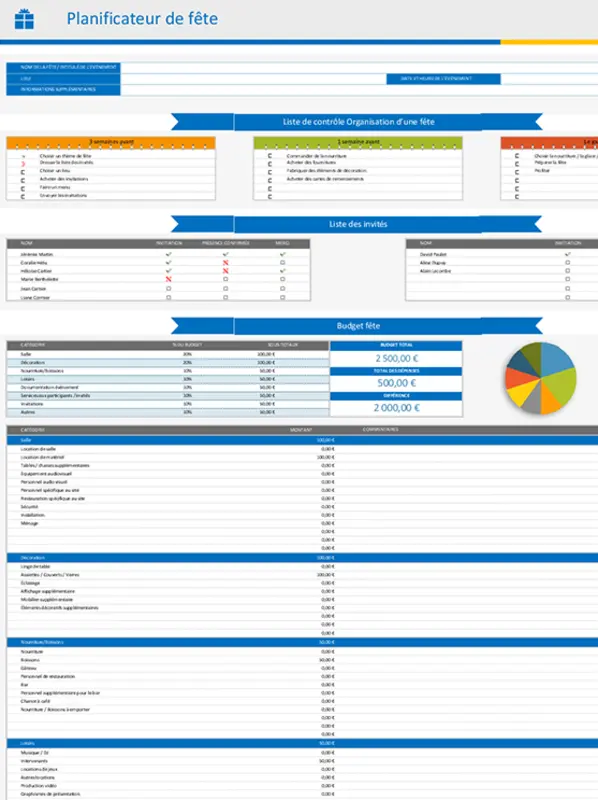 Planificateur de fête et liste de contrôle gray modern-simple