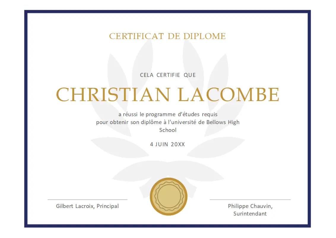 Certificat de diplôme yellow modern simple