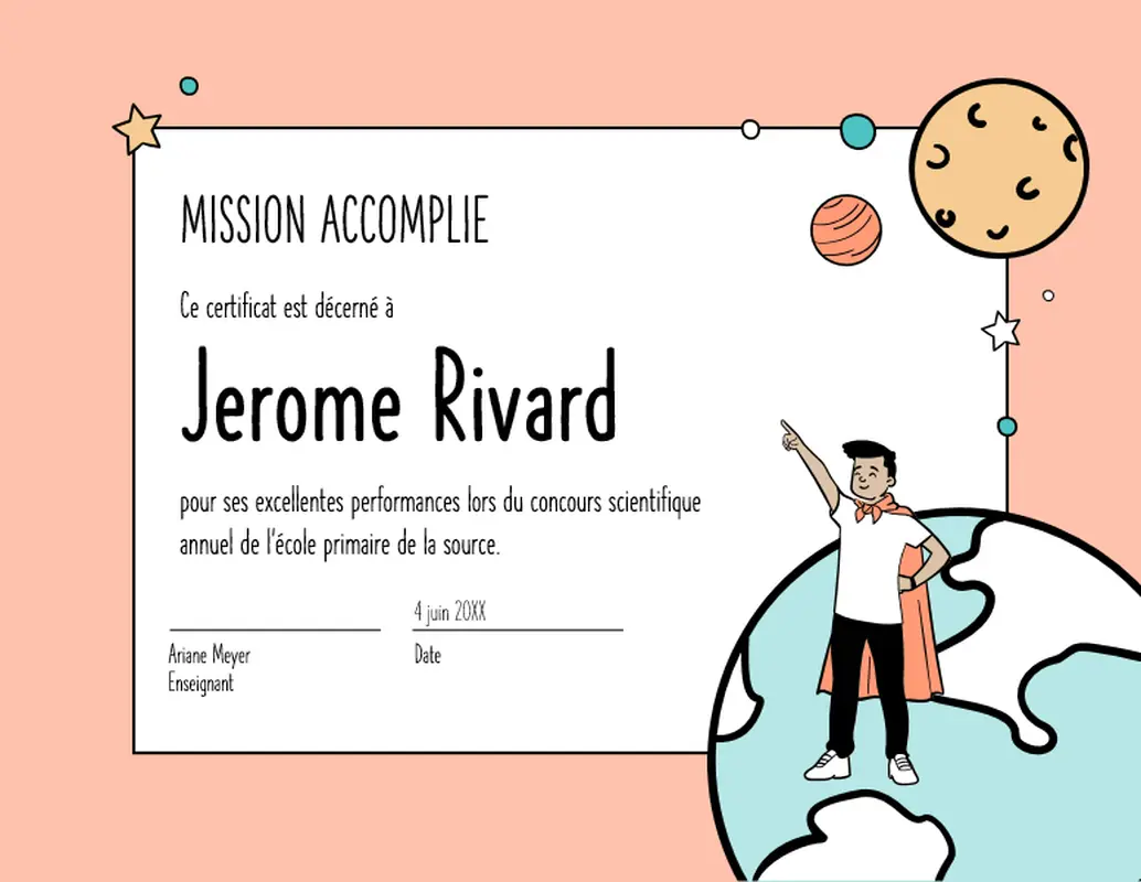 Certificat de mérite whimsical-color-block