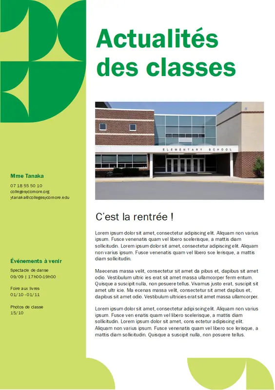 Bulletin d’informations de classe modern-geometric