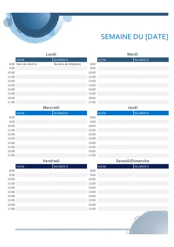 Calendrier des rendez-vous Sphères bleues modern-simple