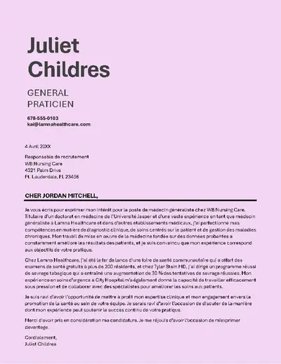 Lettre de motivation simple pour le secteur de la santé