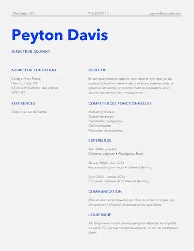 C.V. moderne de base modern simple