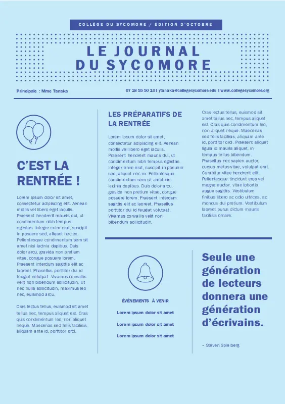 Bulletin d’informations de rentrée scolaire blue modern-geometric