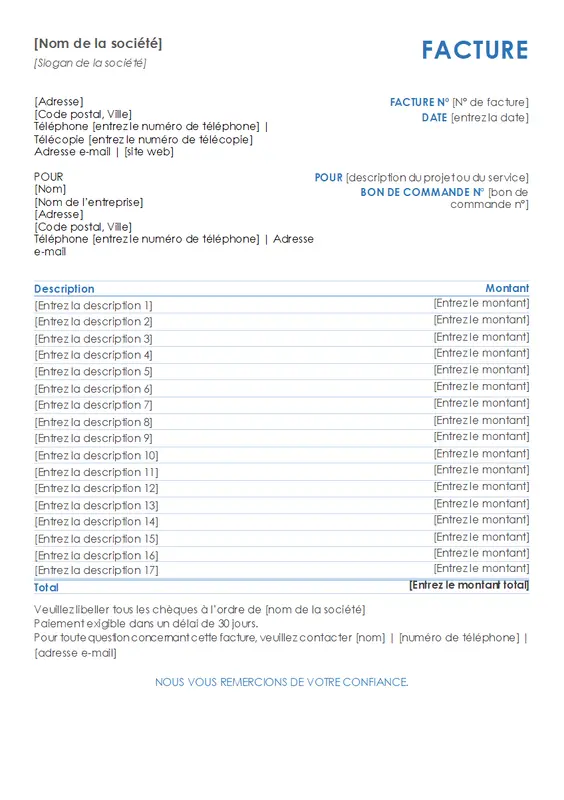 Facture de service modern-simple