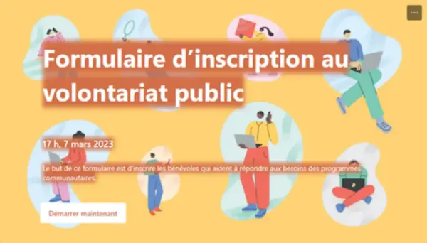 Formulaire d’inscription au volontariat public yellow