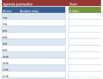 Agenda journalier vierge
