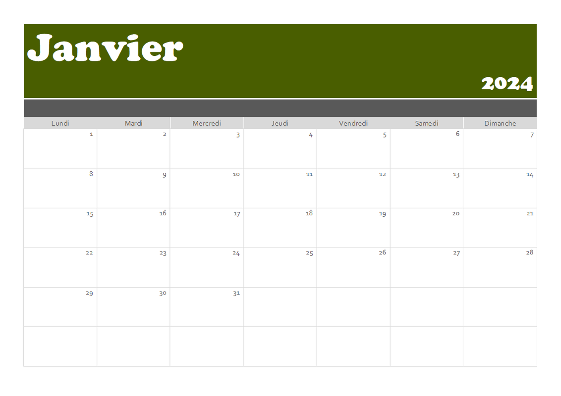 Calendrier de bannière green modern-simple