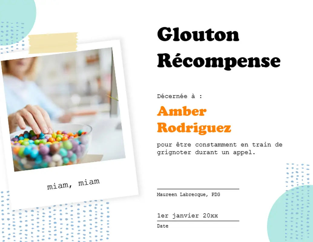 Certificat pour rire « Télétravail »  organic-simple