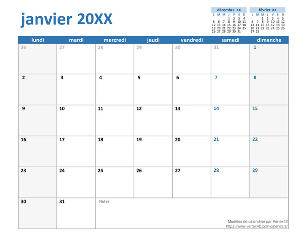 Calendrier annuel personnalisé modern-simple
