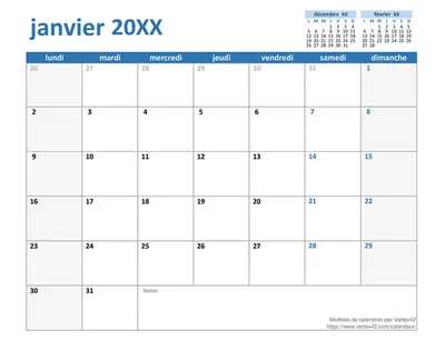 Calendrier annuel personnalisé modern-simple