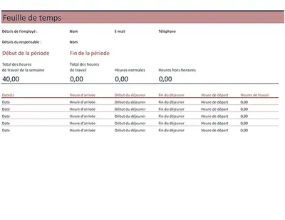 Feuille de temps (hebdomadaire)