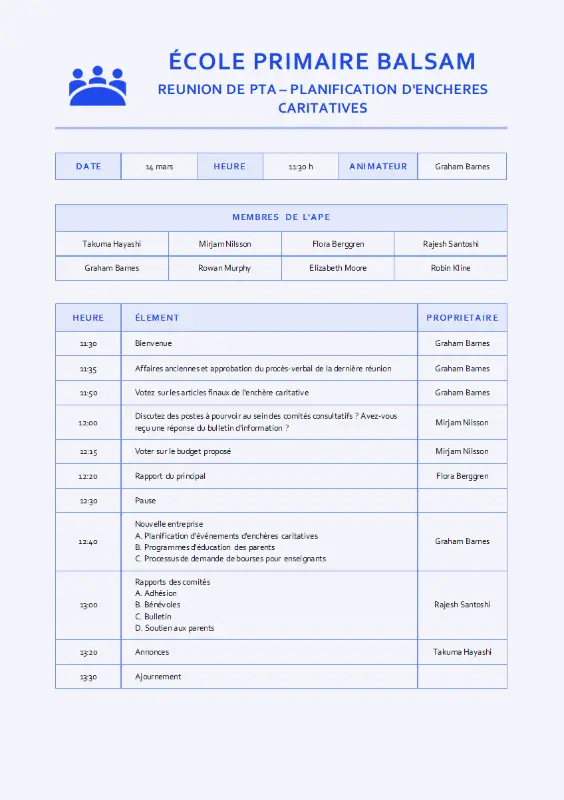 Minutes de réunion du conseil blue modern simple