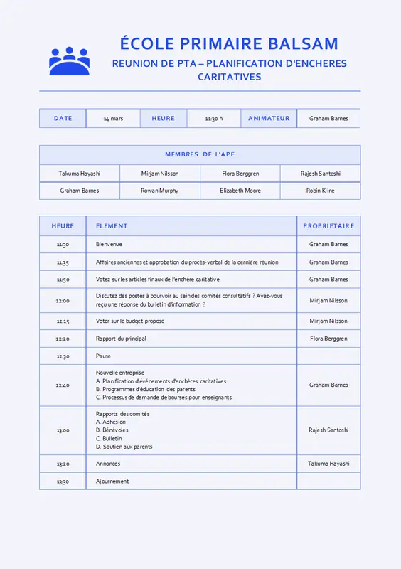 Minutes de réunion du conseil modern simple