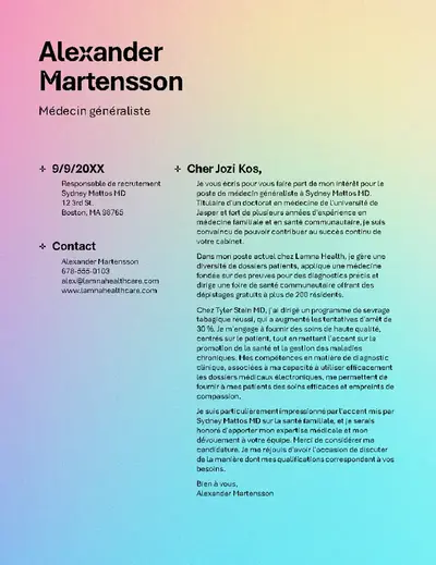 Lettre de motivation pour système de suivi des candidats (ATS) dans le domaine de la santé