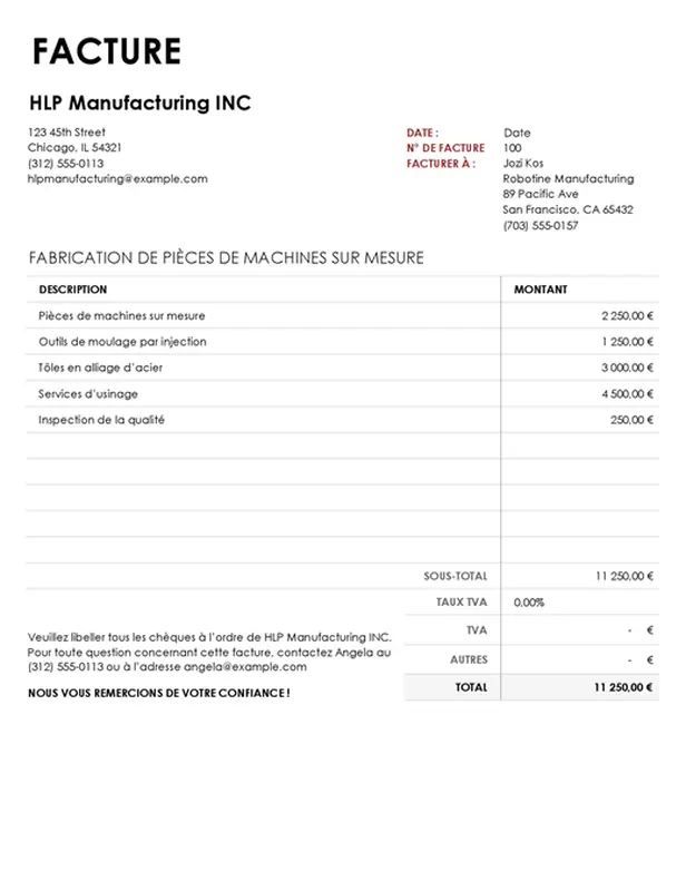 Facture commerciale simple modern simple