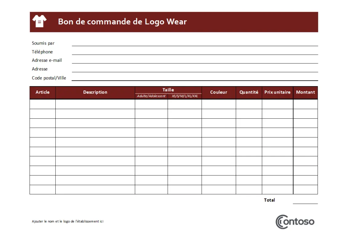 Bon de commande de Logowear brown modern simple