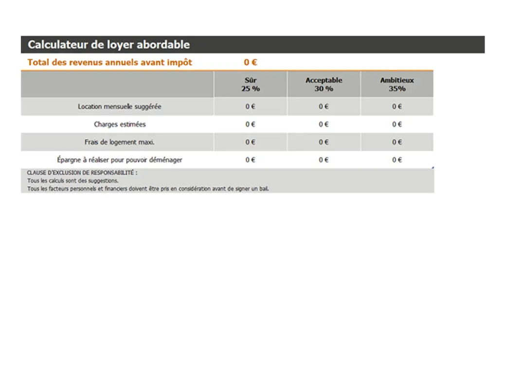 Calculateur de loyer abordable blue modern simple