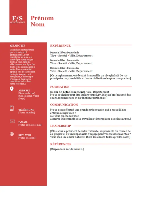 CV monogramme gras modern-simple