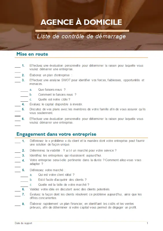 Liste pour créer son entreprise à domicile blue modern simple