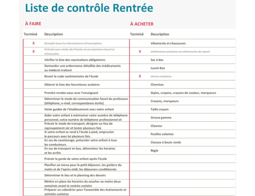 Liste de contrôle Rentrée scolaire blue modern simple