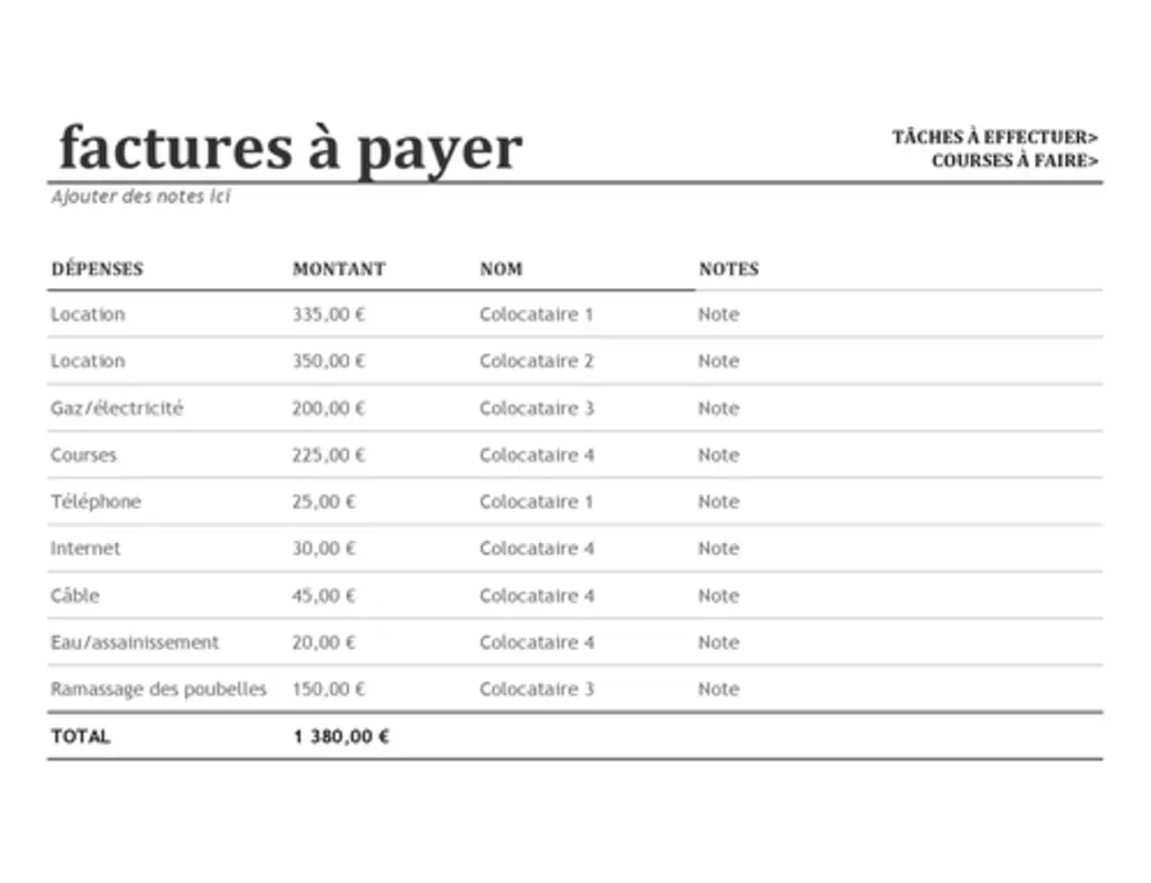 Organisateur de colocation modern simple