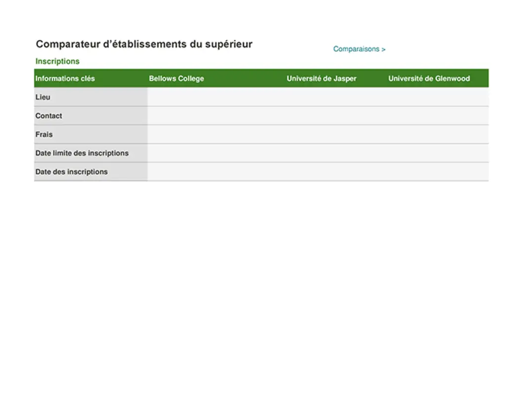 Comparateur d’établissements d’enseignement supérieur green modern-simple