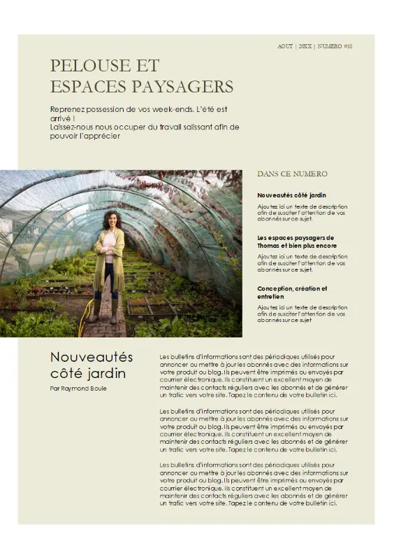 Bulletin d’informations sur l’aménagement paysager green modern-simple